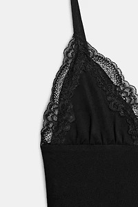 LACE STRAP MINI DRESS