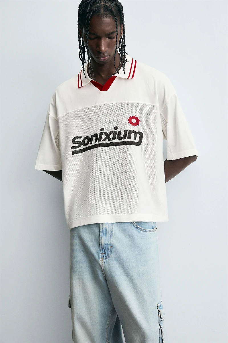 RETRO SOCCER PRINT POLO SHIRT