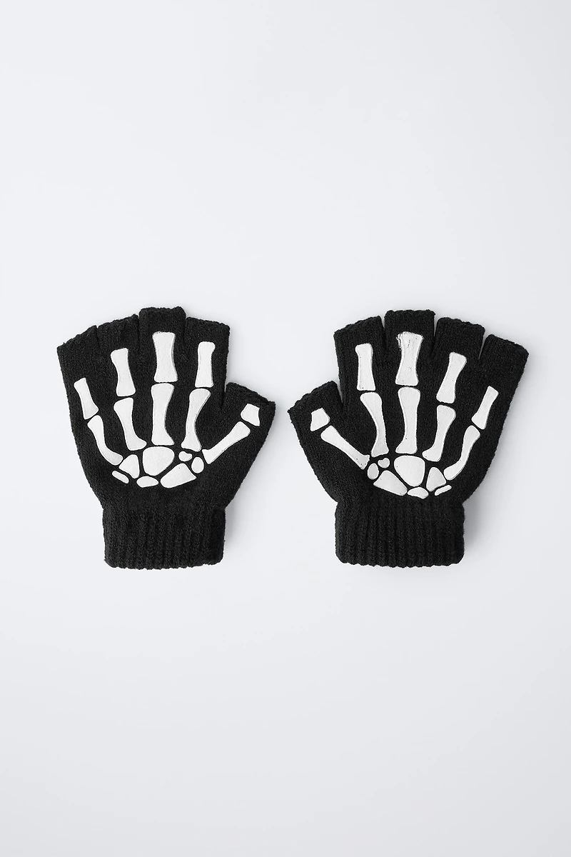 SKELETON COSTUME KNIT MITTENS