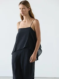 Robe midi à volant asymétrique