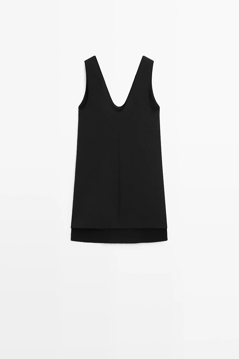 Double-fabric mini dress