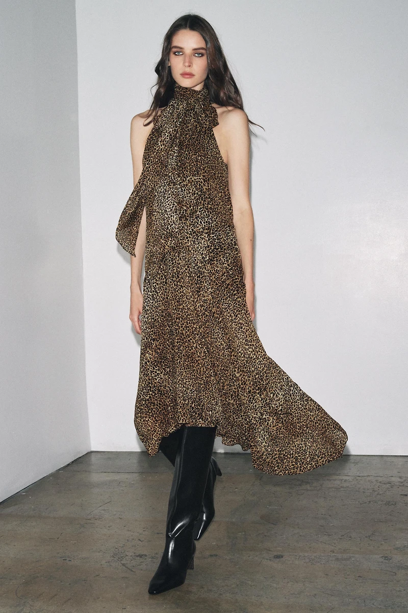 ROBE HALTER À IMPRIMÉ ANIMALIER ZW COLLECTION