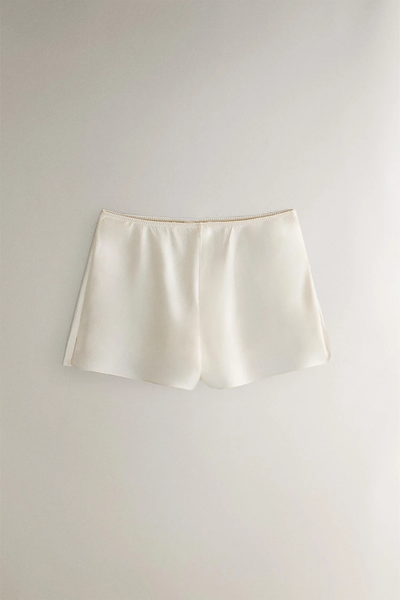 BEIGE SILK SHORTS