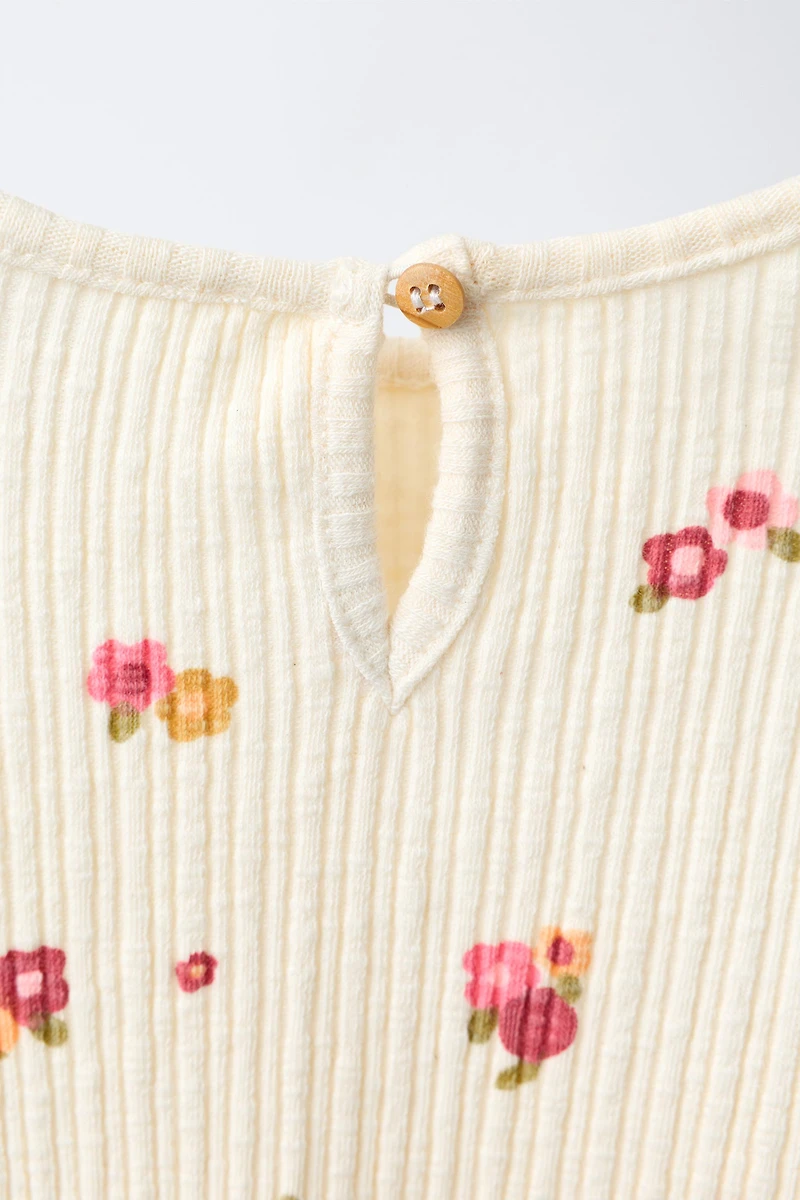 RIBBED FRUIT PRINT T-SHIRT