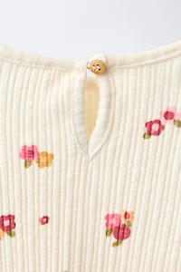 RIBBED FRUIT PRINT T-SHIRT