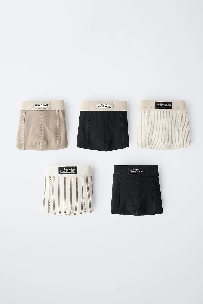 AGES 6-14 / FIVE-PACK OF STRIPED BOXERS