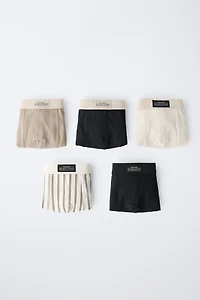 AGES 6-14 / FIVE-PACK OF STRIPED BOXERS