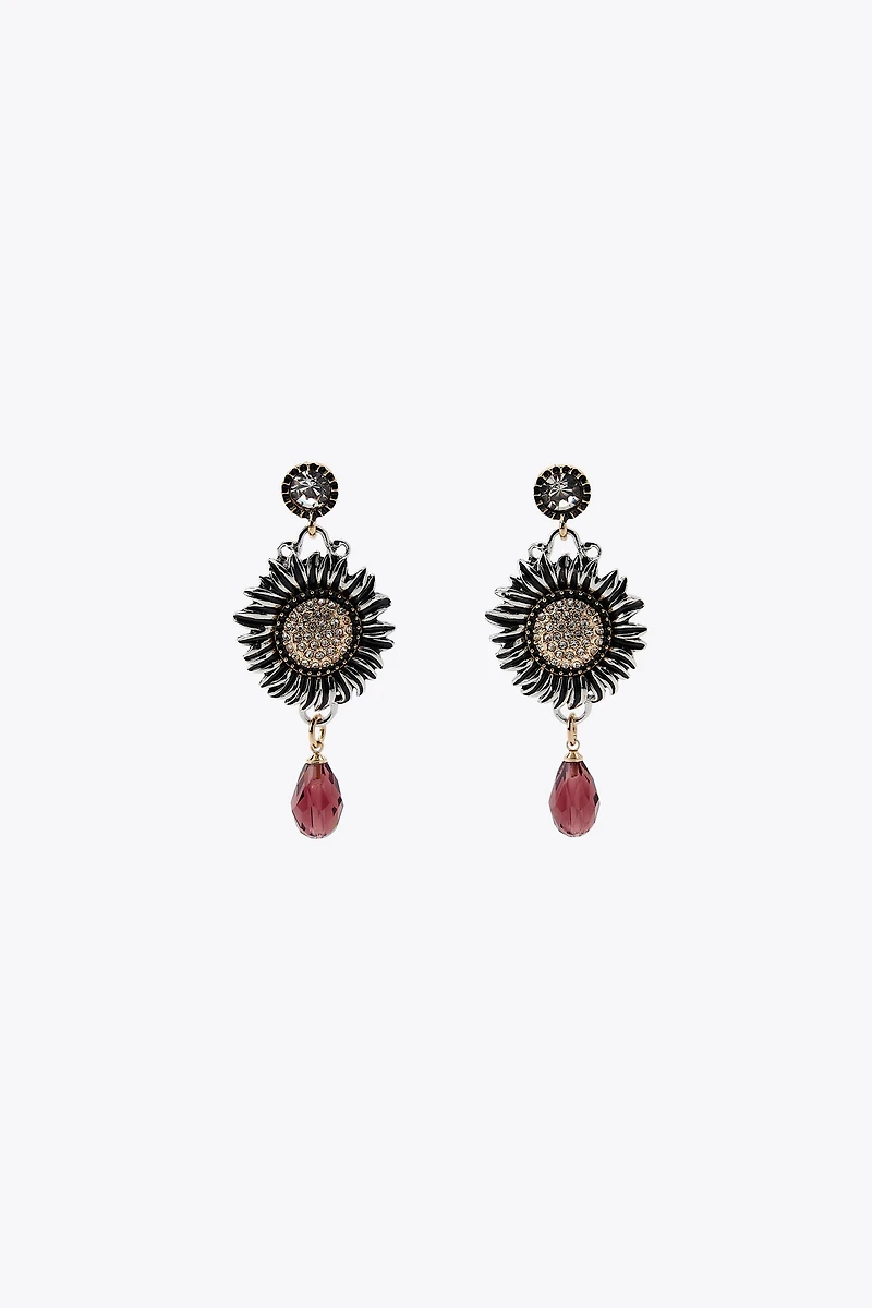 JEWEL BEAD FLOWER EARRINGS