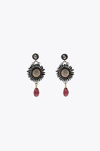 JEWEL BEAD FLOWER EARRINGS