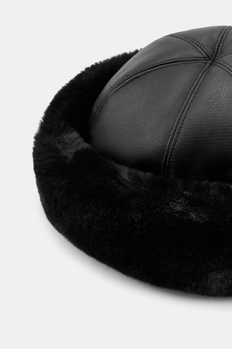 DOUBLE FACED FAUX FUR HAT
