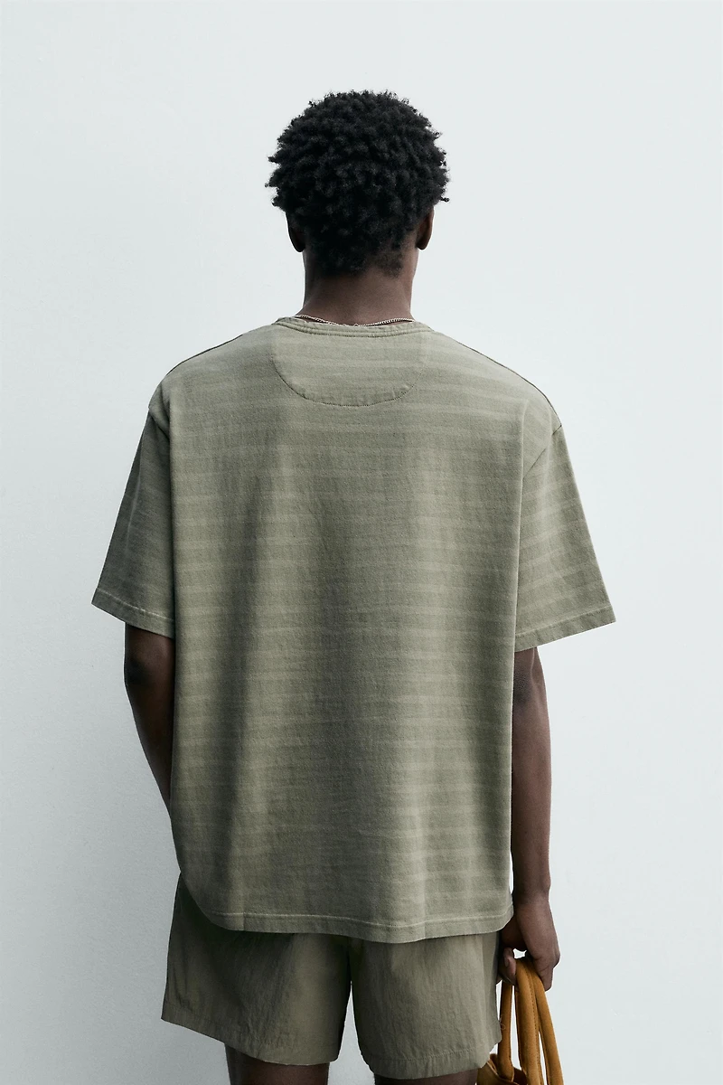 WASHED STRIPED POCKET T-SHIRT