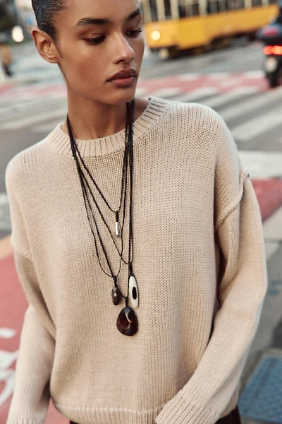 PACK OF 4 LEATHER AND STONE NECKLACES