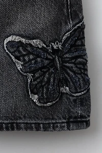 JUPE EN DENIM PAPILLON BRODÉ