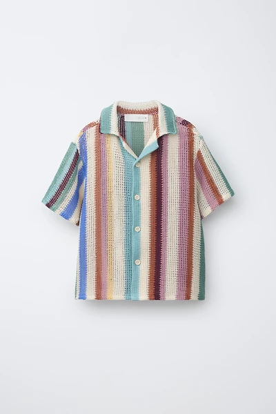 CROCHET STRIPED SHIRT