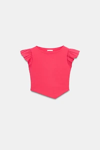 T-SHIRT MANCHES COURTES À VOLANTS