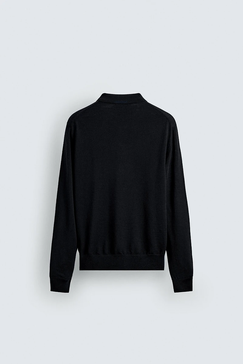 100% WOOL KNIT POLO SHIRT