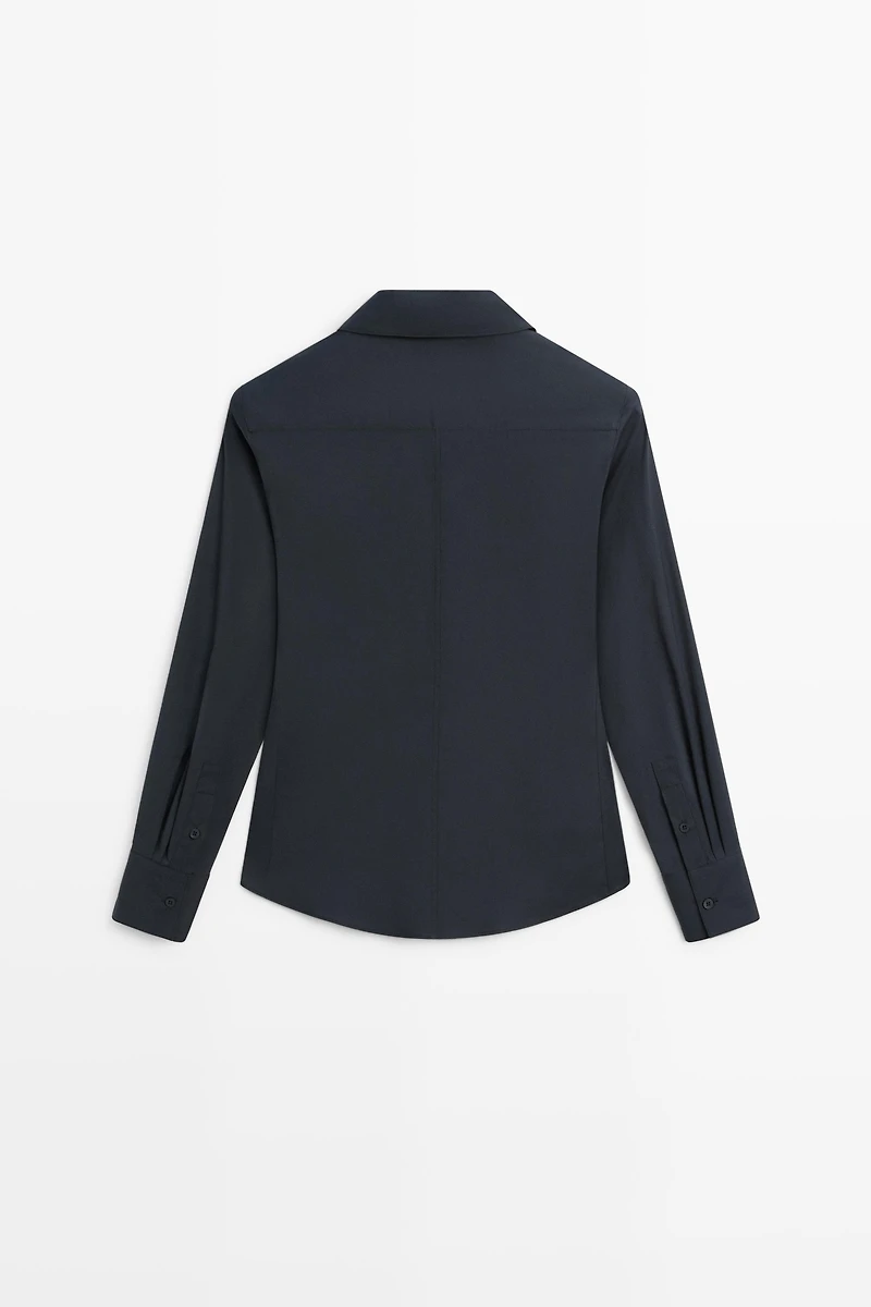 Cotton blend poplin shirt