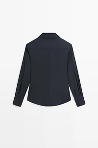 Cotton blend poplin shirt