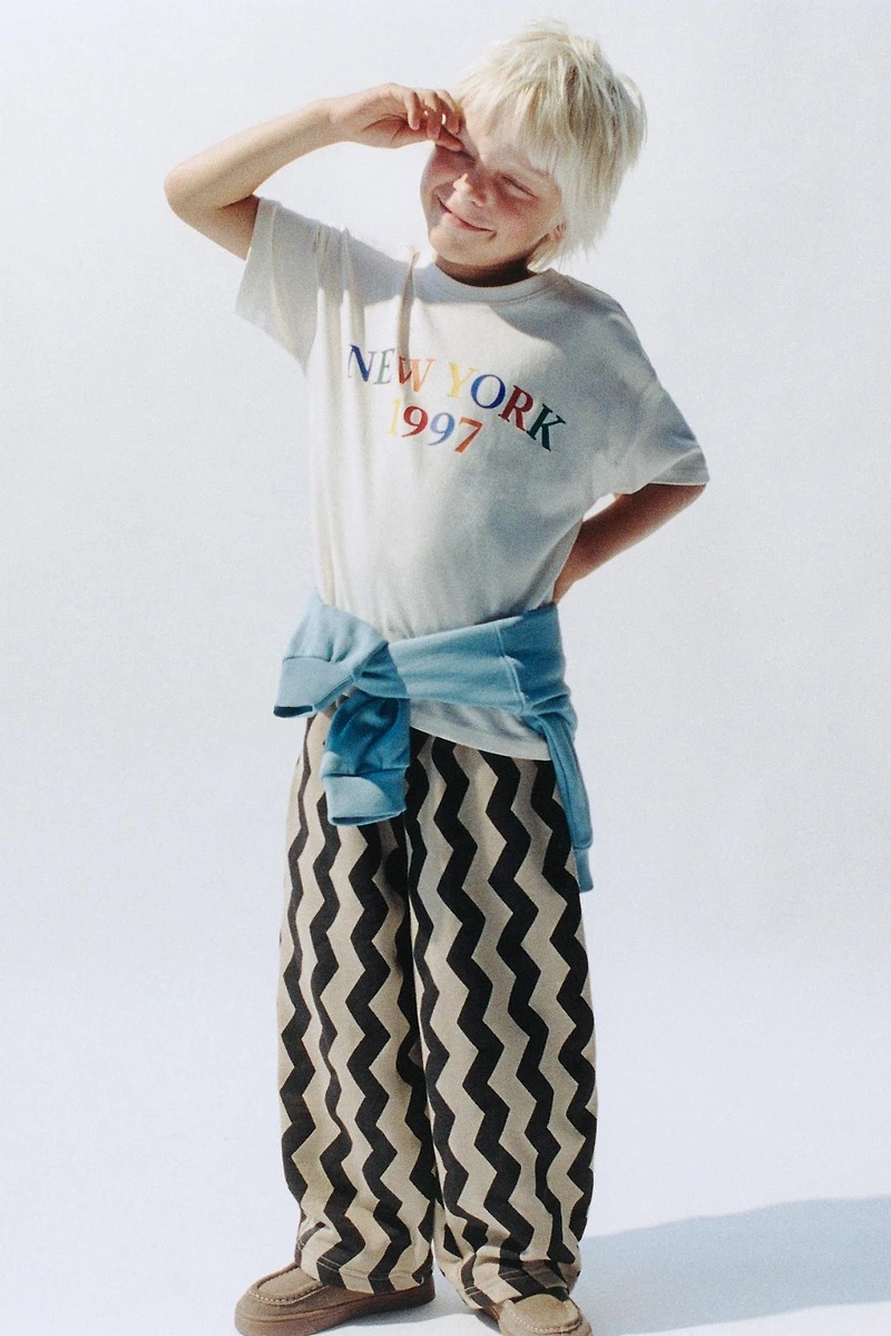 WAVE PRINT BALLOON PLUSH PANTS