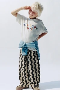 WAVE PRINT BALLOON PLUSH PANTS