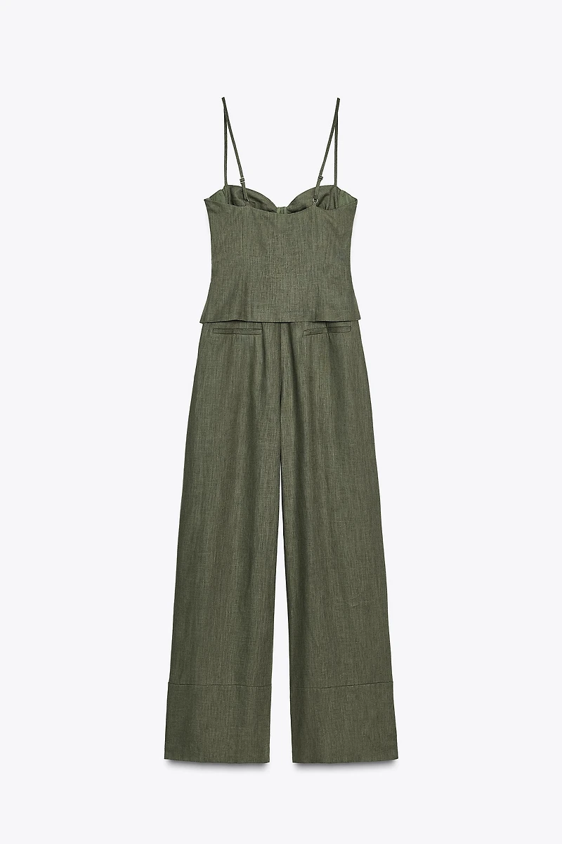 LINEN BOW STRAP JUMPSUIT