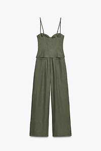 LINEN BOW STRAP JUMPSUIT