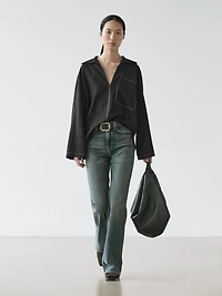 Flowing wool blend overshirt with pocket detail