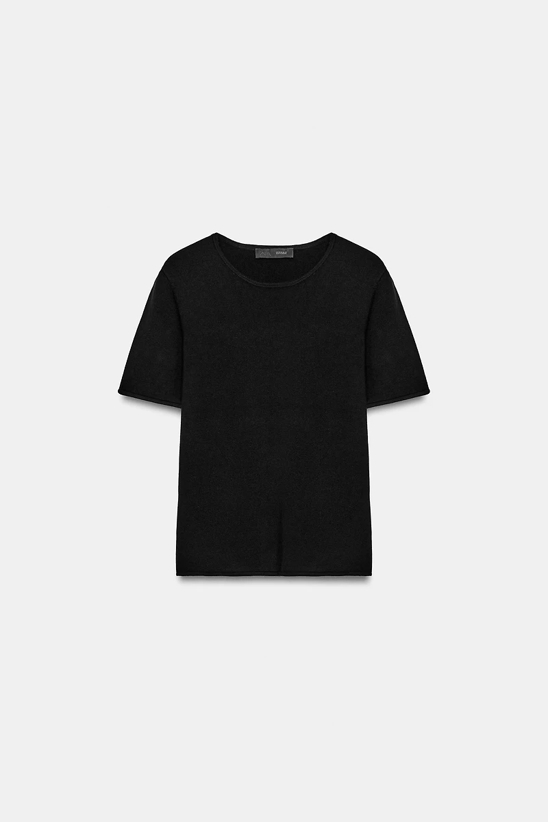 SHORT SLEEVE KNIT TOP
