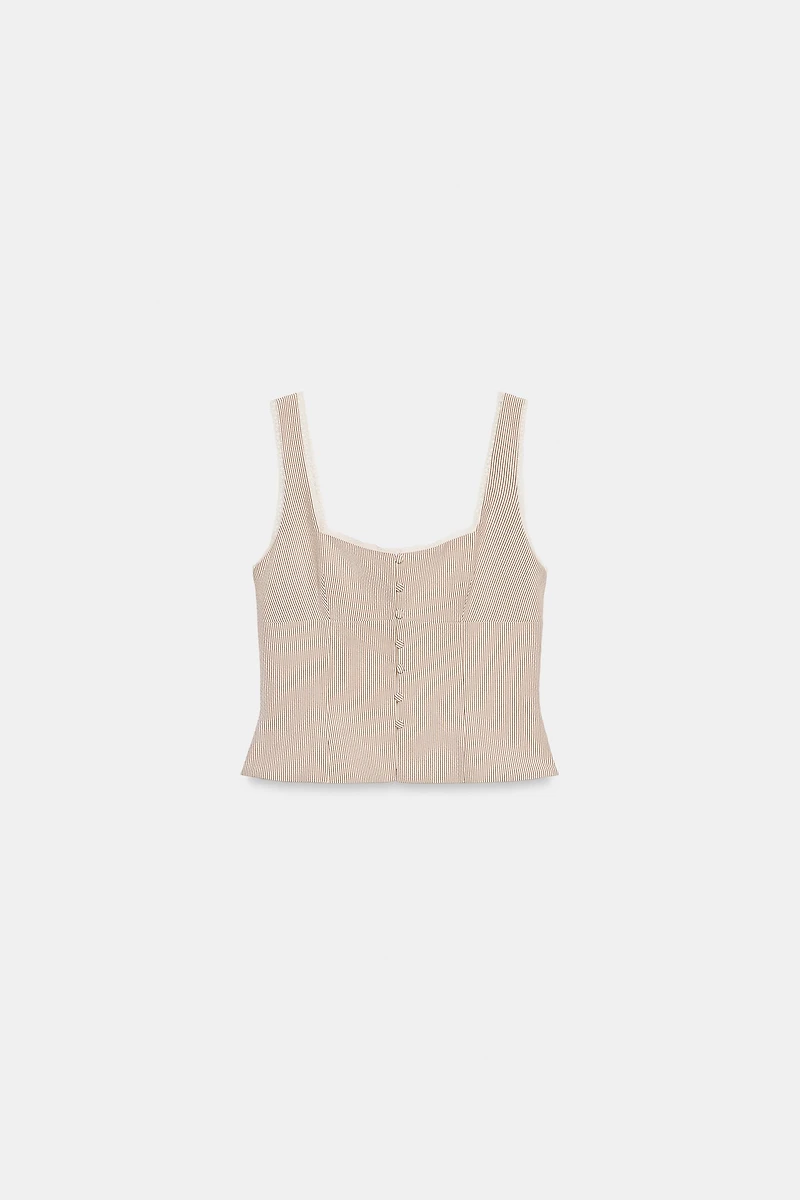 STRIPED LACE PRINTED TOP