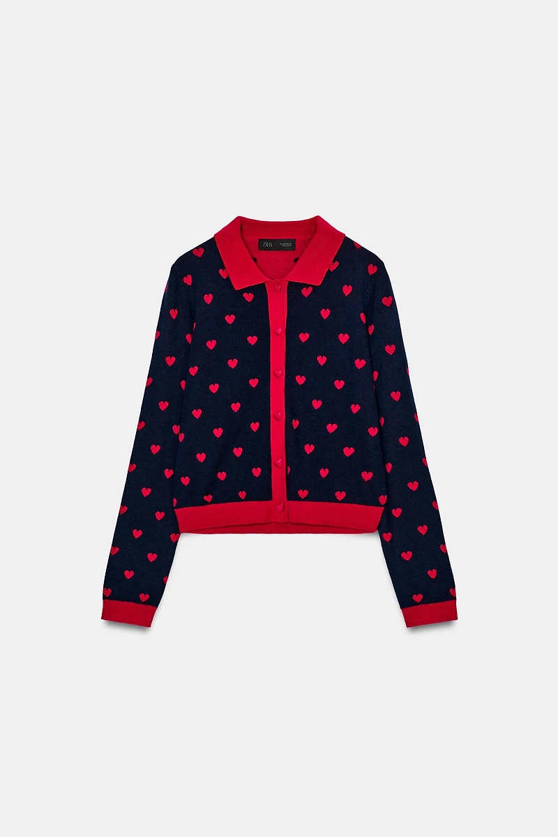 HEART JACQUARD CARDIGAN