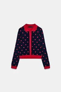 HEART JACQUARD CARDIGAN