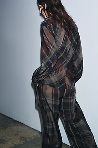 ZW COLLECTION PLAID DRAPED TOP