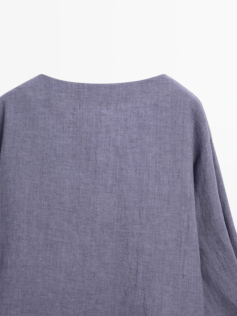 V-neck blouse with sleeve detail