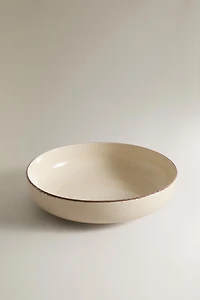 STONEWARE SOUP PLATE WITH AGED RIM