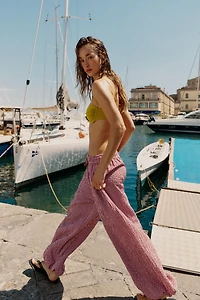 GATHERED GINGHAM PANTS