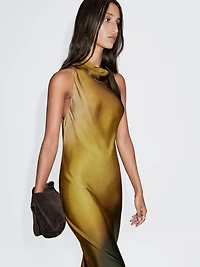 Long printed halterneck dress