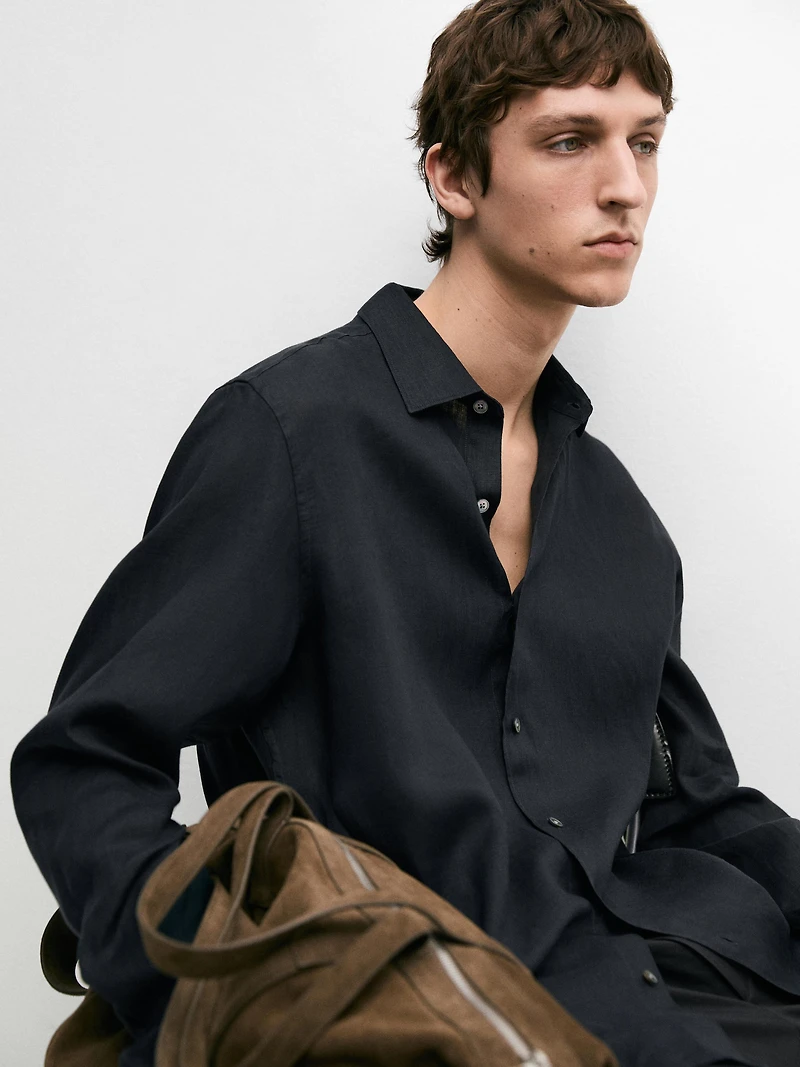 Extra fine regular fit linen shirt