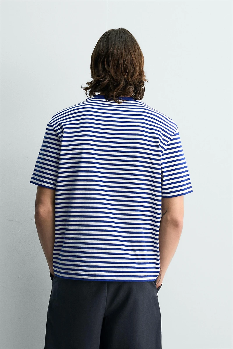 T-SHIRT REGULAR FIT JACQUARD À RAYURES