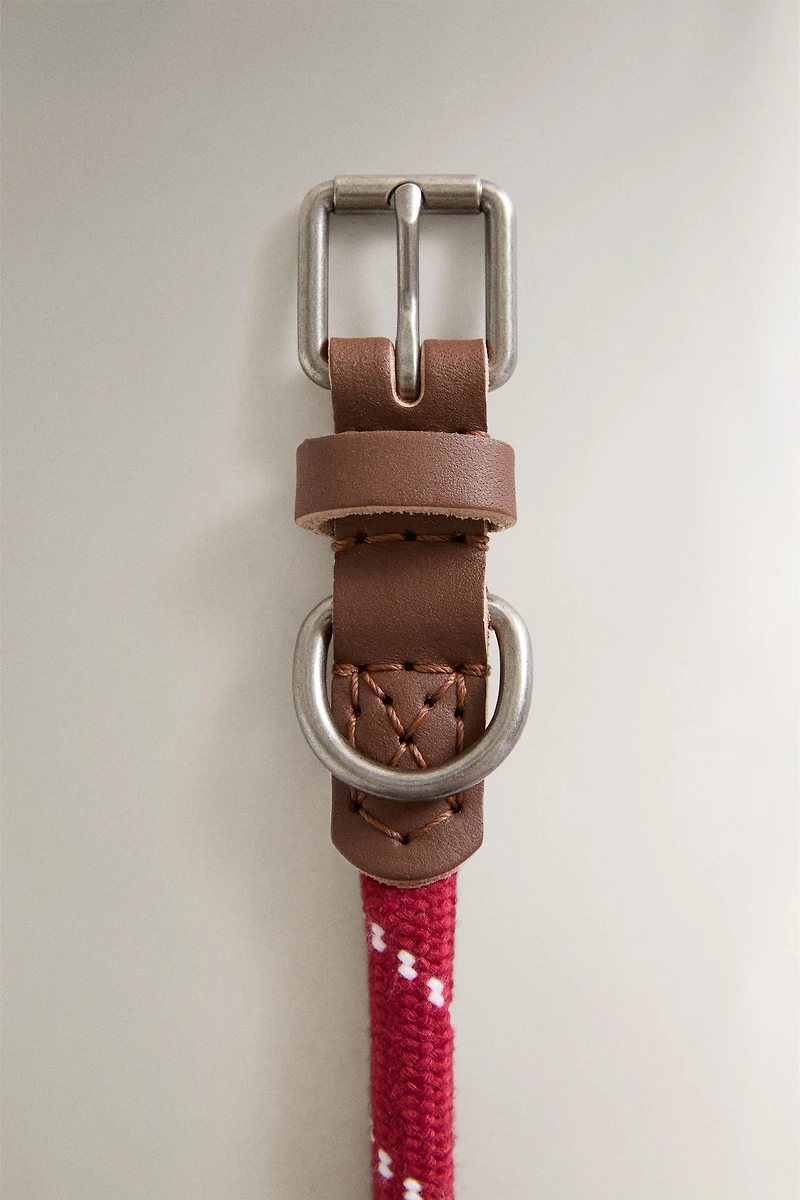 COLLIER CUIR ET CORDE ANIMAUX DE COMPAGNIE