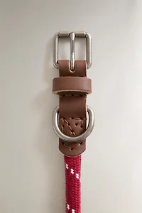 COLLIER CUIR ET CORDE ANIMAUX DE COMPAGNIE