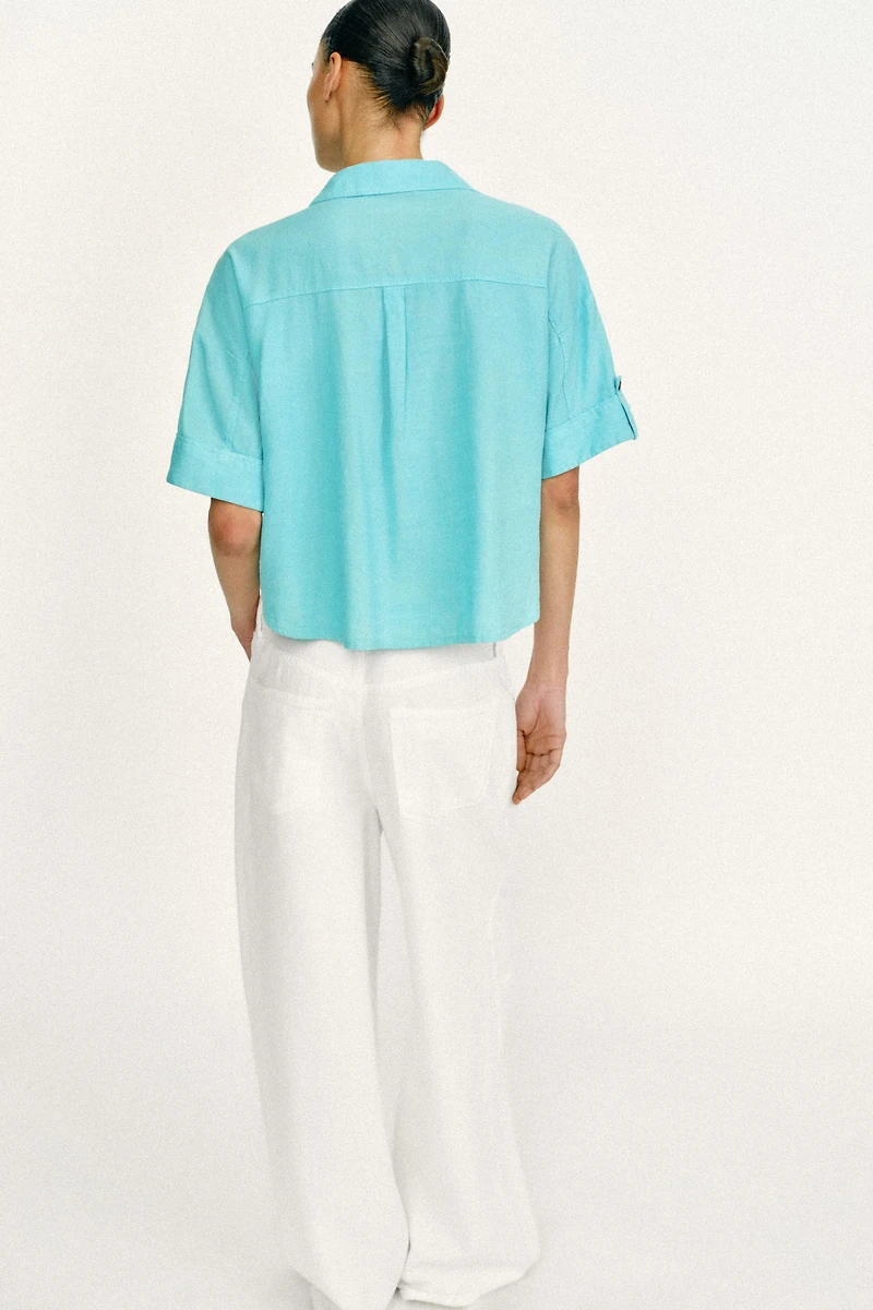 CHEMISE COURTE AVEC LIN