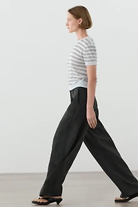 Pantalon mélangé pièce latérale lin