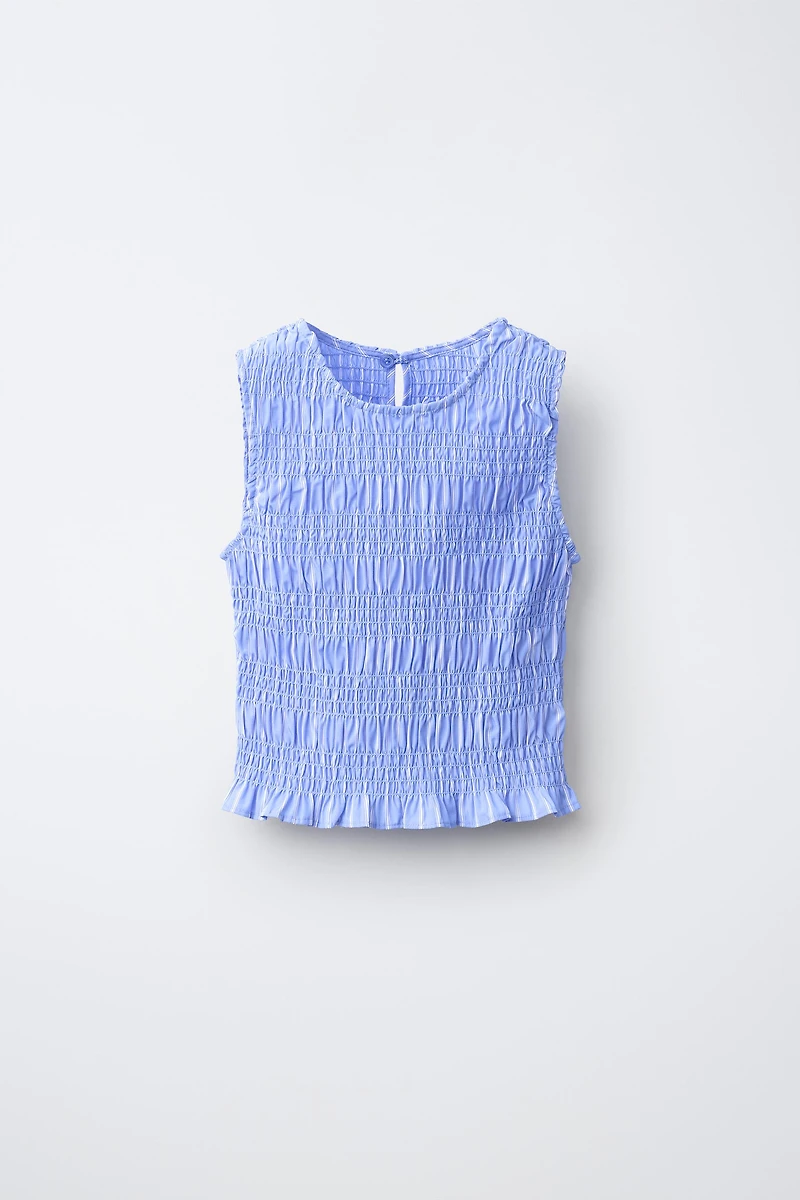 STRIPED SHIRT AND GATHERED TOP SET WITH SEQUIN APPLIQUÉ