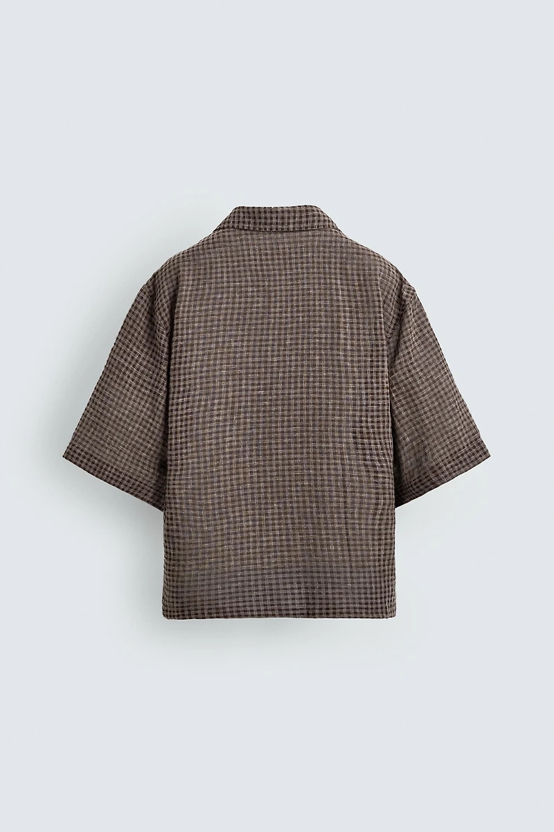 RELAXED FIT PLAID JACQUARD SHIRT