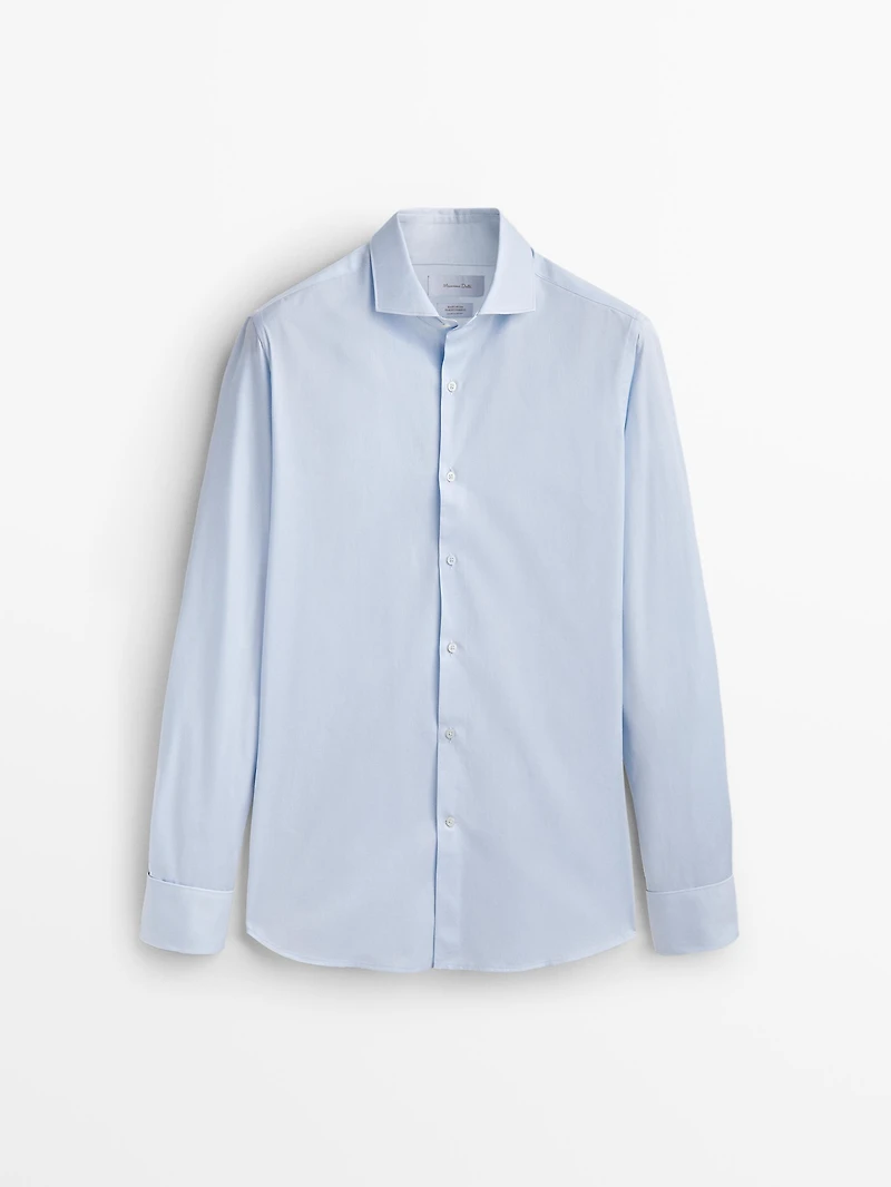Slim fit cotton shirt with double cuffs