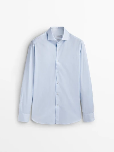 Slim fit cotton shirt with double cuffs