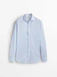 Slim fit cotton shirt with double cuffs