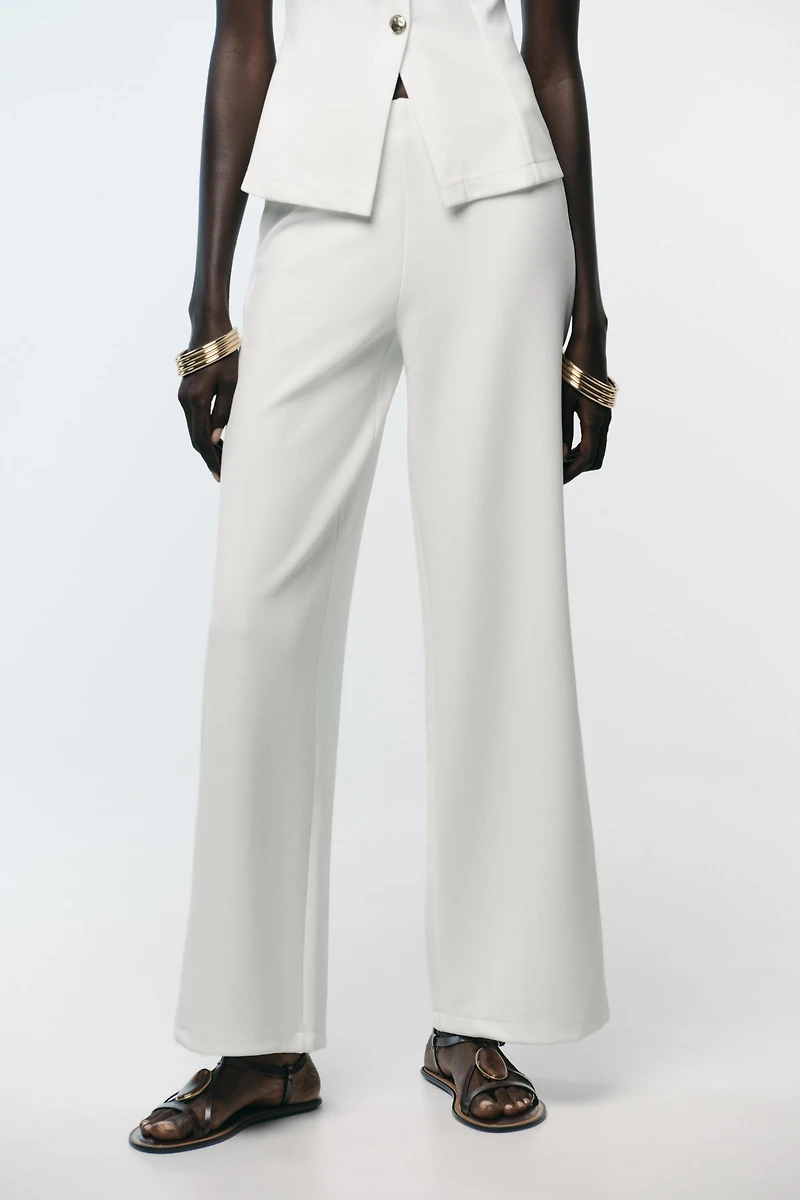 TWILL WIDE LEG PANTS