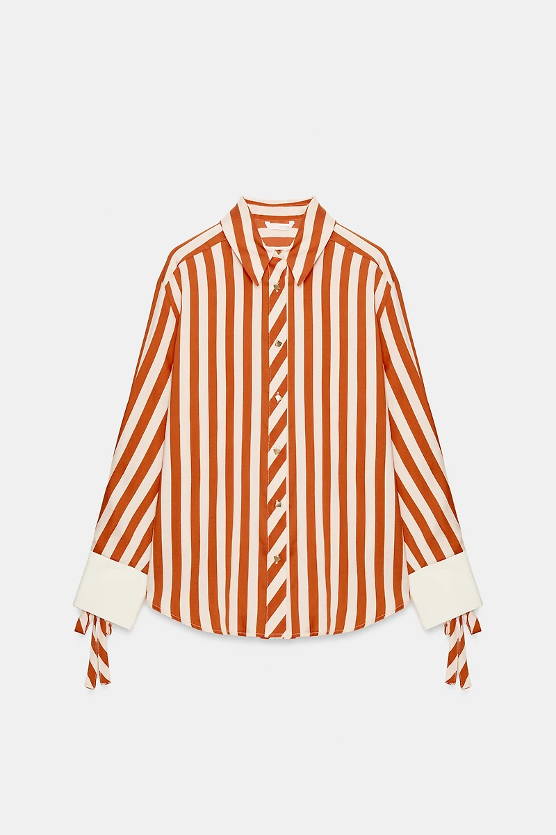 CHEMISE À RAYURES AVEC LACETS