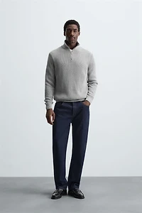 PULL EN MAILLE PERLÉE ZIPPÉ